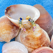 Carica l'immagine nel visualizzatore di Gallery, Orecchini Marquise Oro Giallo e Zaffiri