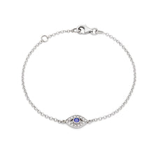 Carica l'immagine nel visualizzatore di Gallery, Bracciale Evil Eye in Oro Bianco Zaffiro e Diamanti