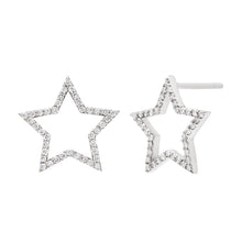 Carica l'immagine nel visualizzatore di Gallery, Orecchini in oro Bianco a forma di Stelle vuote con diamanti