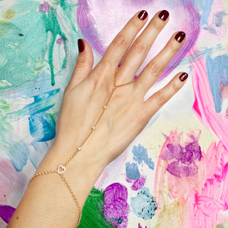 Bracciale Baciamano in Oro Giallo con Brillanti e Cuore – Blenda Shop