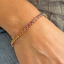Carica l'immagine nel visualizzatore di Gallery, Bracciale Tennis Zaffiri Naturali Arcobaleno forma tonda