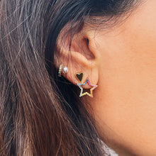 Carica l'immagine nel visualizzatore di Gallery, Orecchini in Oro Giallo a Stella con Zaffiri Arcobaleno