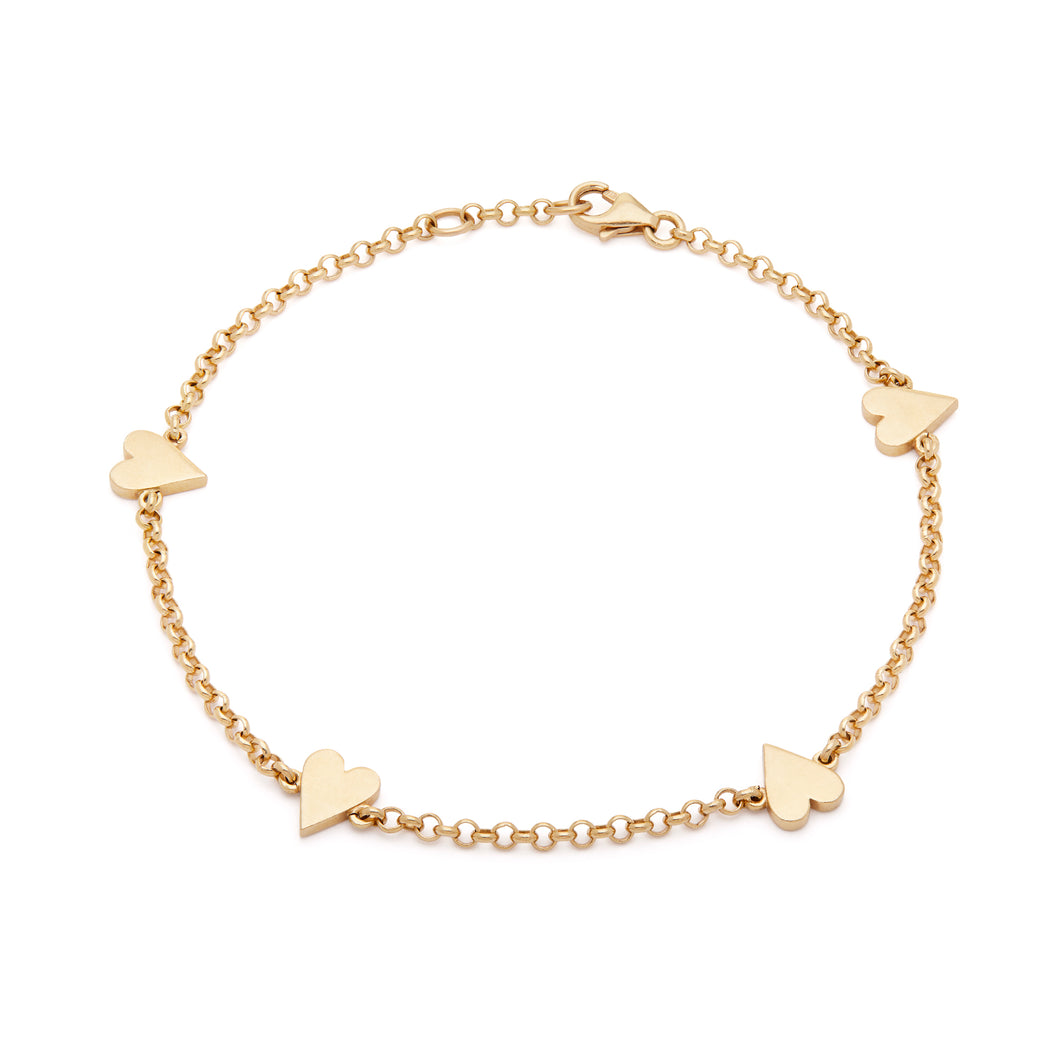 Bracciale in Oro Giallo con Cuori