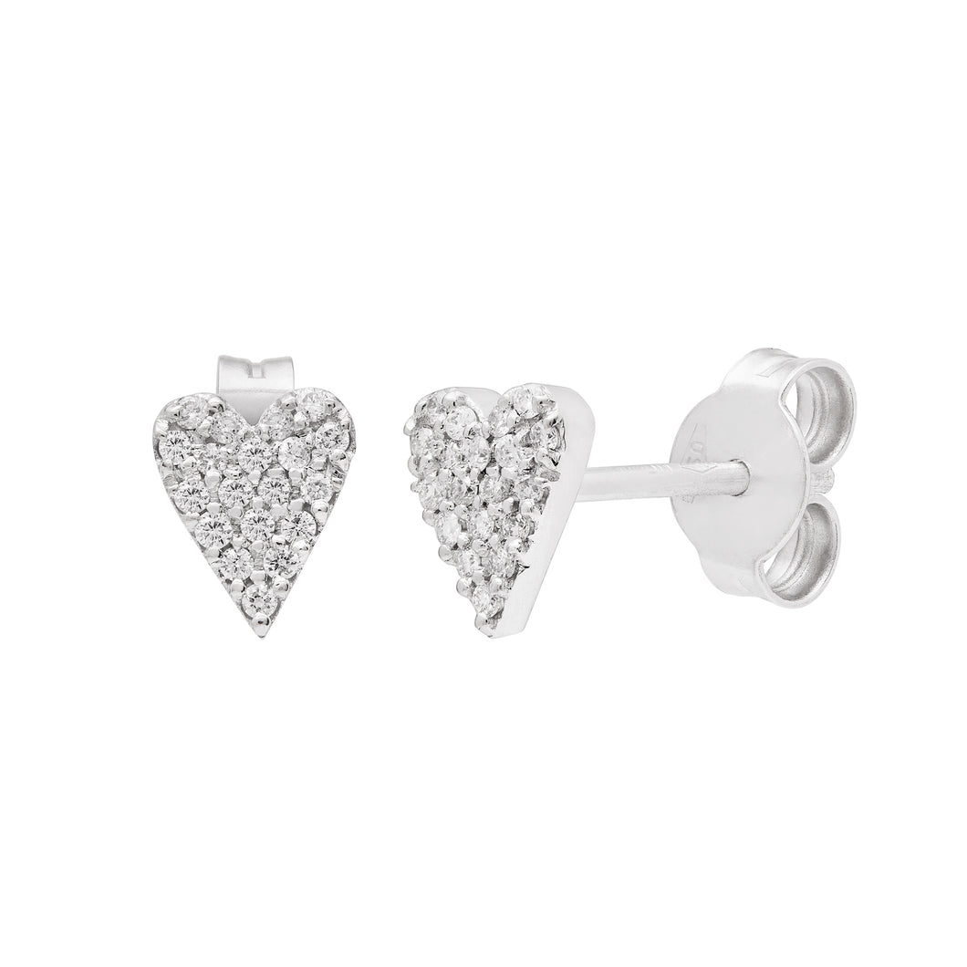 Orecchini in Oro Bianco e Diamanti a forma di cuore