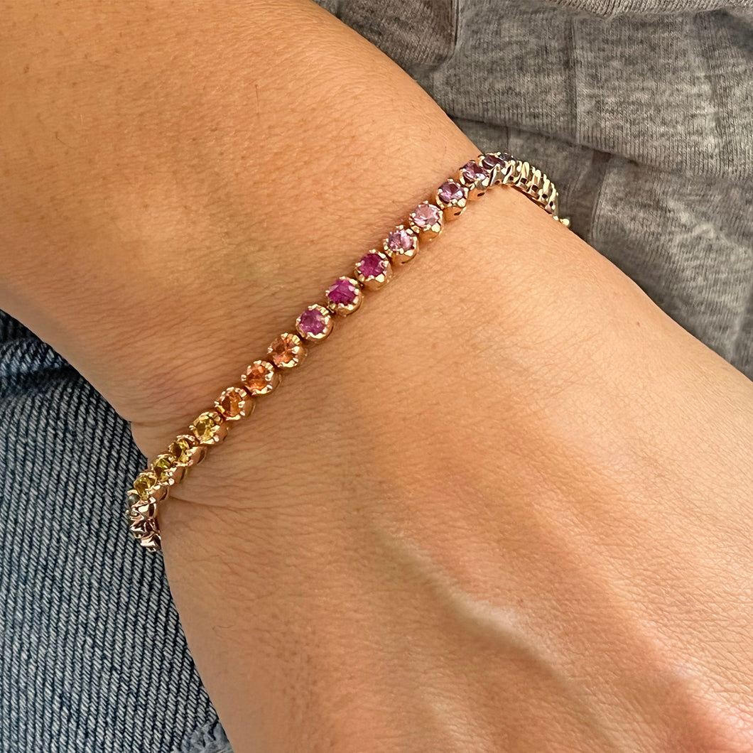 Bracciale Tennis Zaffiri Naturali Arcobaleno forma tonda