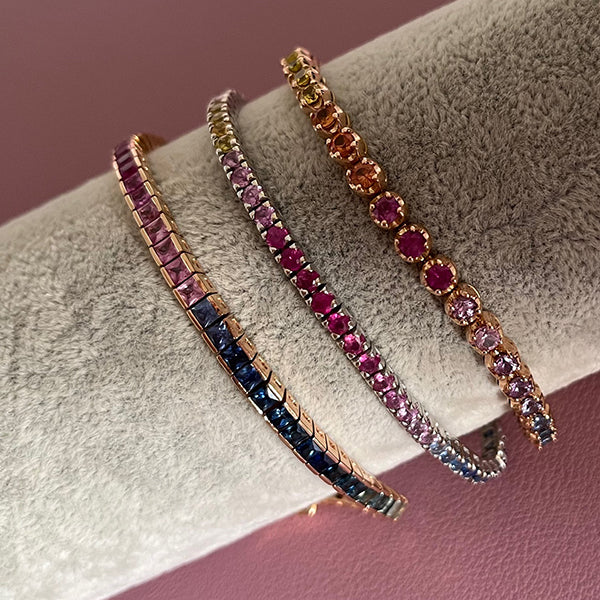 Bracciale Tennis Zaffiri Arcobaleno princess cut
