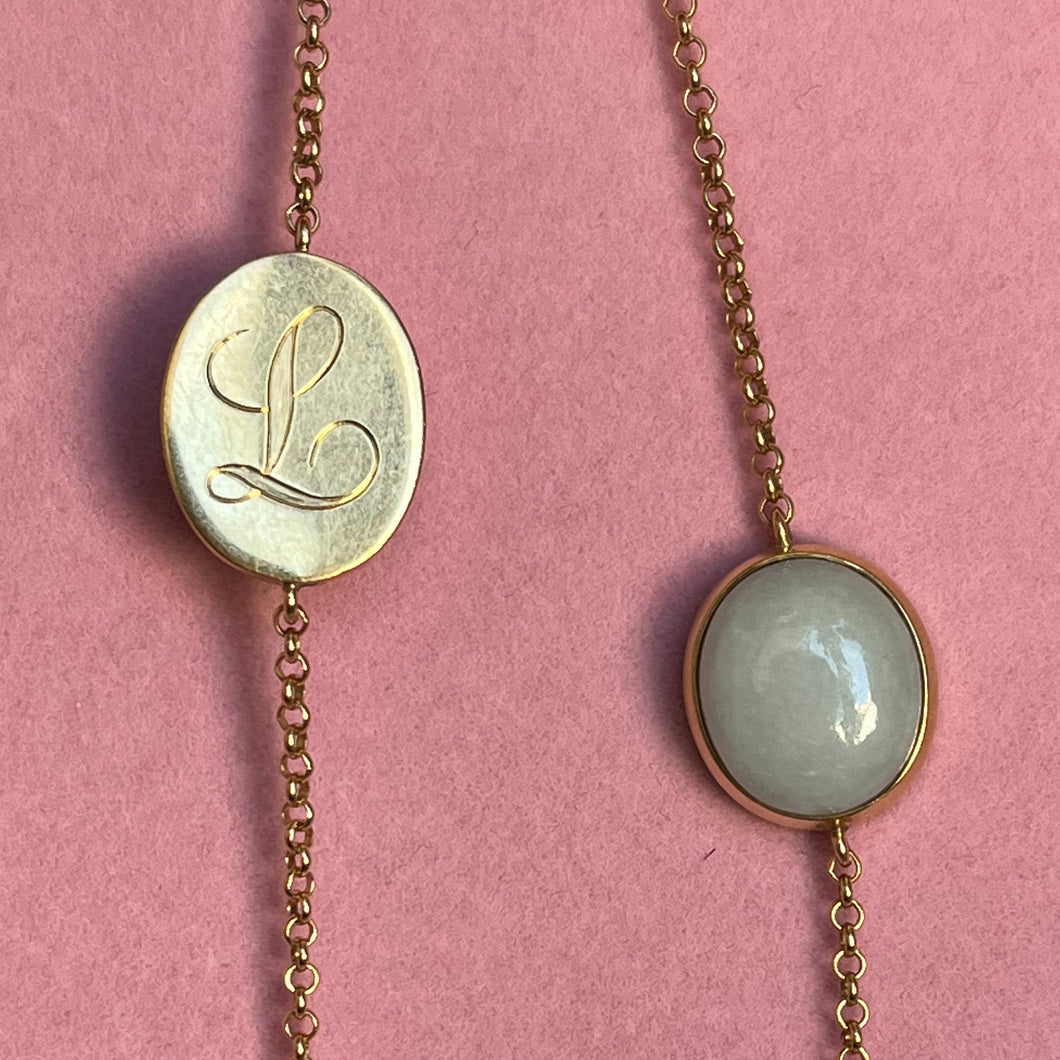 Bracciale Oro Giallo con pietra e incisione