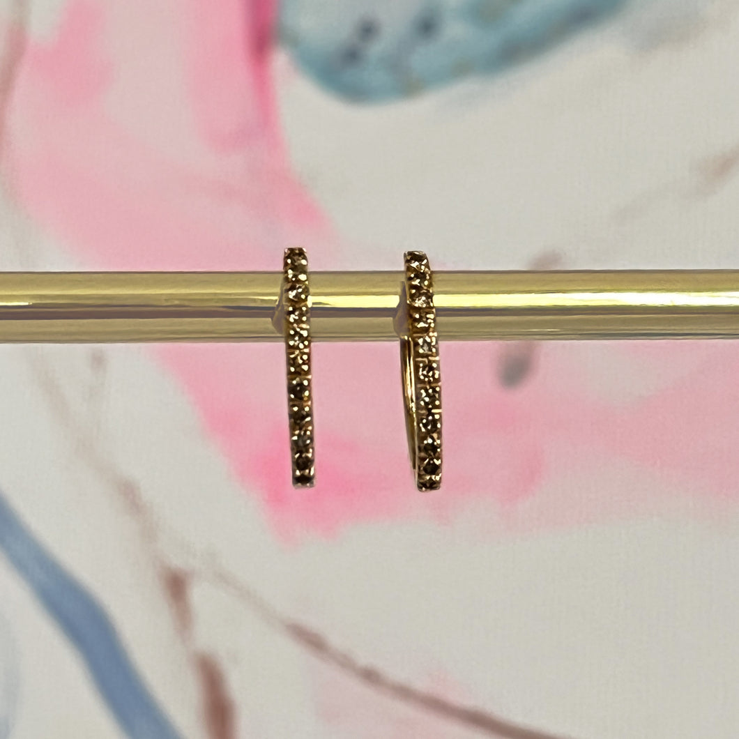 Orecchini in Oro Giallo a Cerchio con Diamanti Brown
